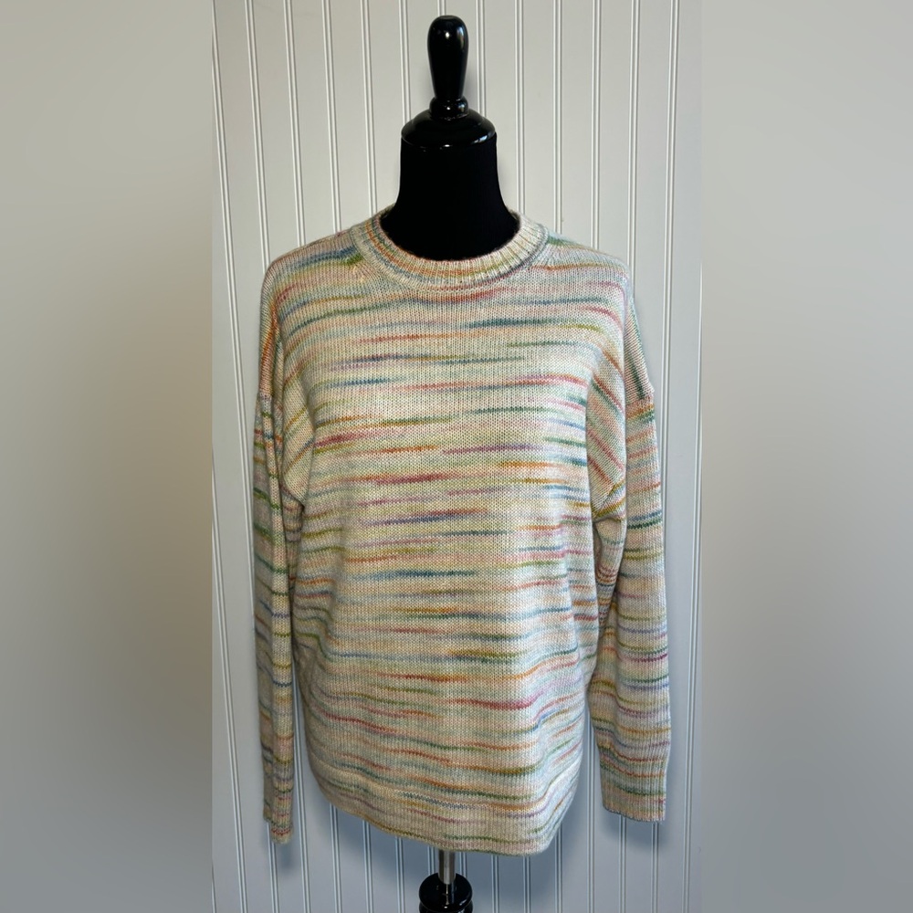 J. Crew Space-dyed Boxy Crewneck Sweater Knit Womens Size Medium Multicolor